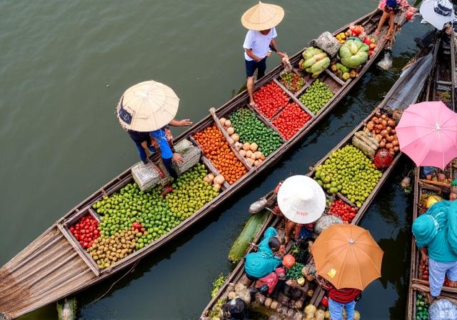 Traditional floating markets on the Mekong River