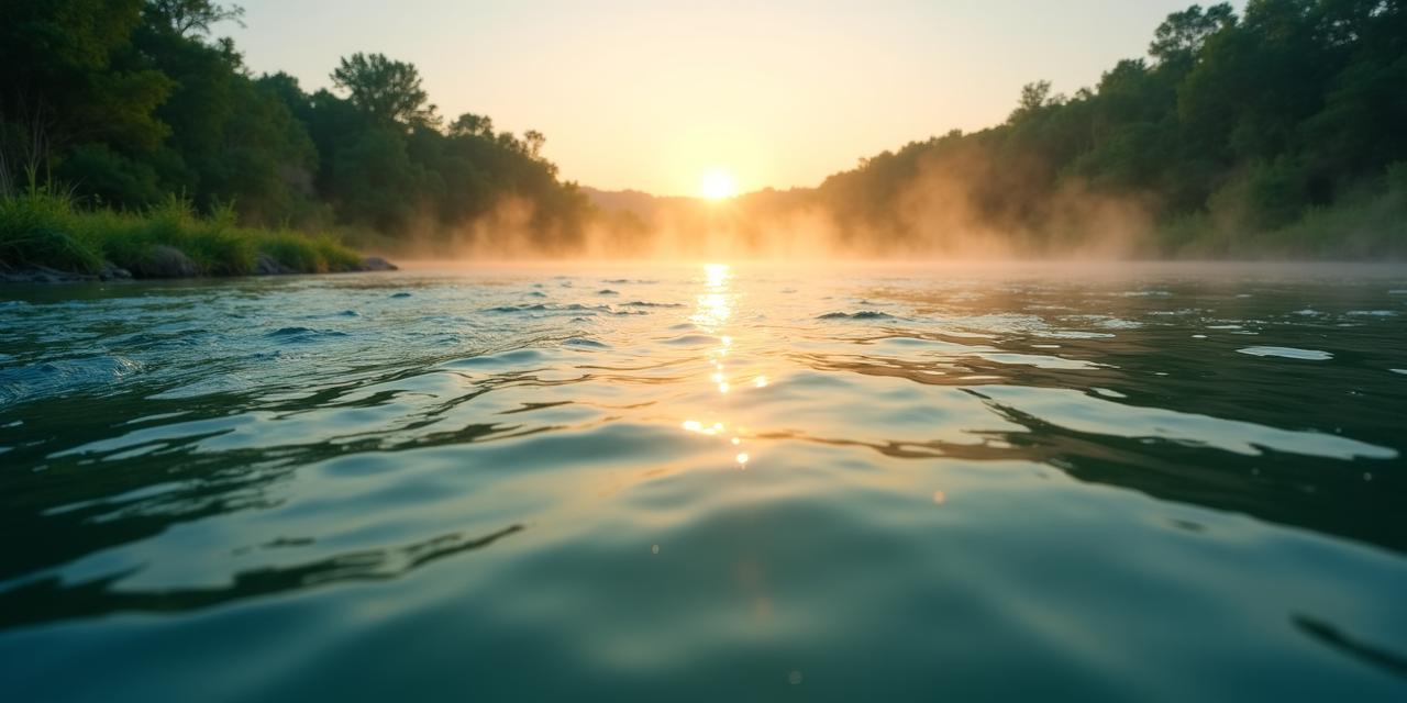 Serene mist-covered river at dawn