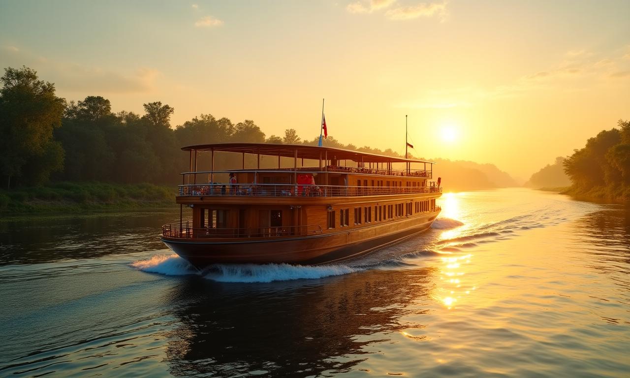 Luxury Majestic River Boat at Sunset